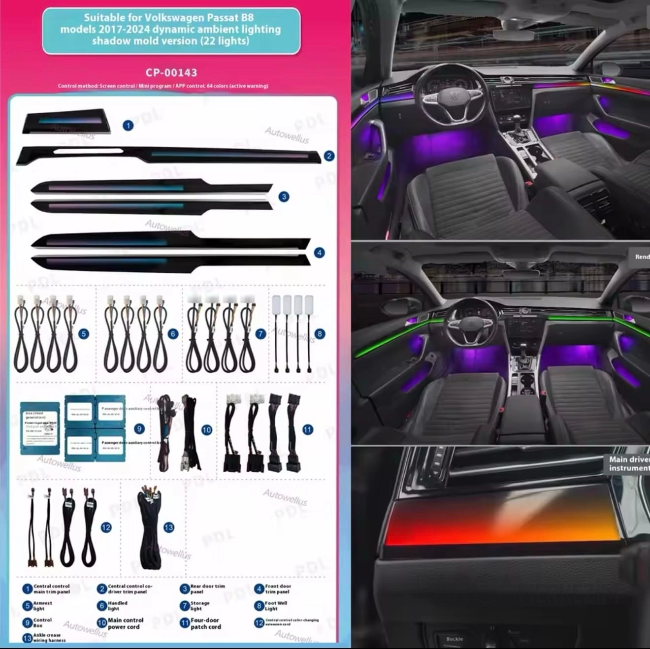  Passat B8  B8.5 Trimli Ambiyans Aydınlatma